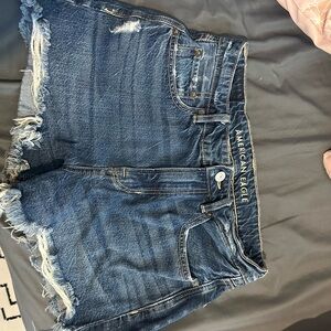 American Eagle Outfitters Distressed Dark Blue Jean Shorts